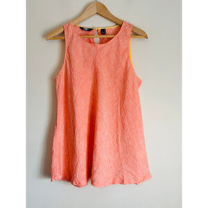 Lands' End Womens Linen A Line Tank Top Coral Medium